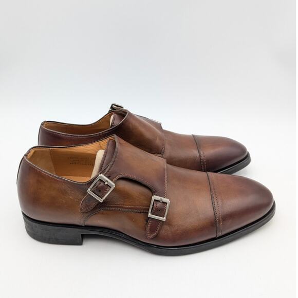 $485 Magnanni Montego Cap Toe Double Monk Strap Shoes Tabaco Brown Size US9 EU42 - Picture 3 of 13
